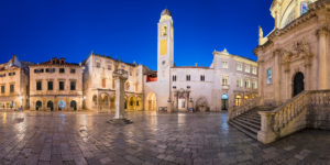 Panorama of the old town of Dubrovnik at night, Croatia Panorama of the old town of Dubrovnik at night, Croatia